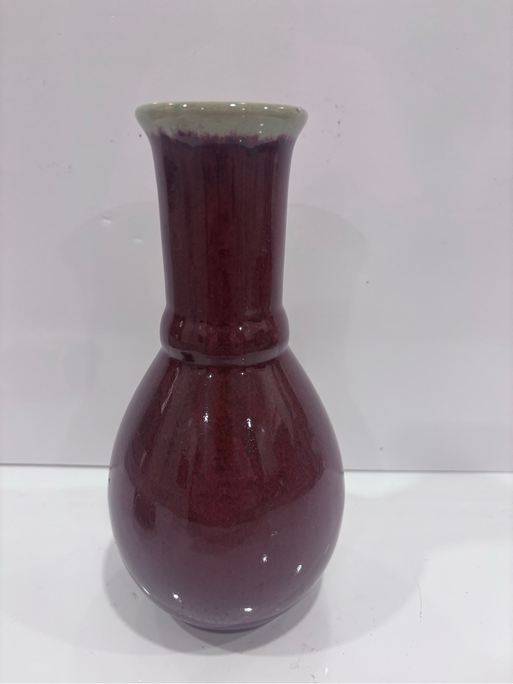 Bombay Company Burgundy Drip Glaze Ceramic Bud Vase – 8.5” Tall
